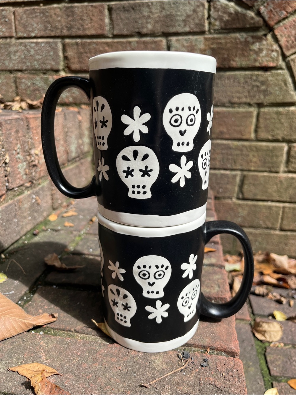 2 Sugar Skull Ceramic Mugs